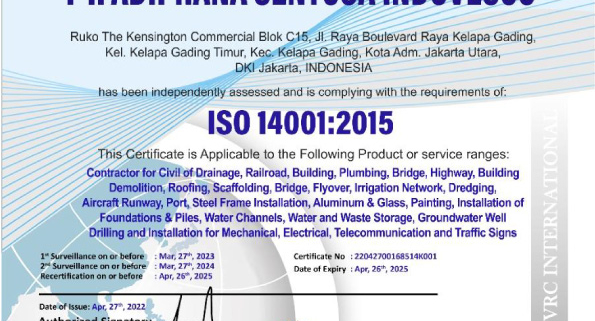 Sertifikat ISO 14001 2015, sumber: doc pribadi